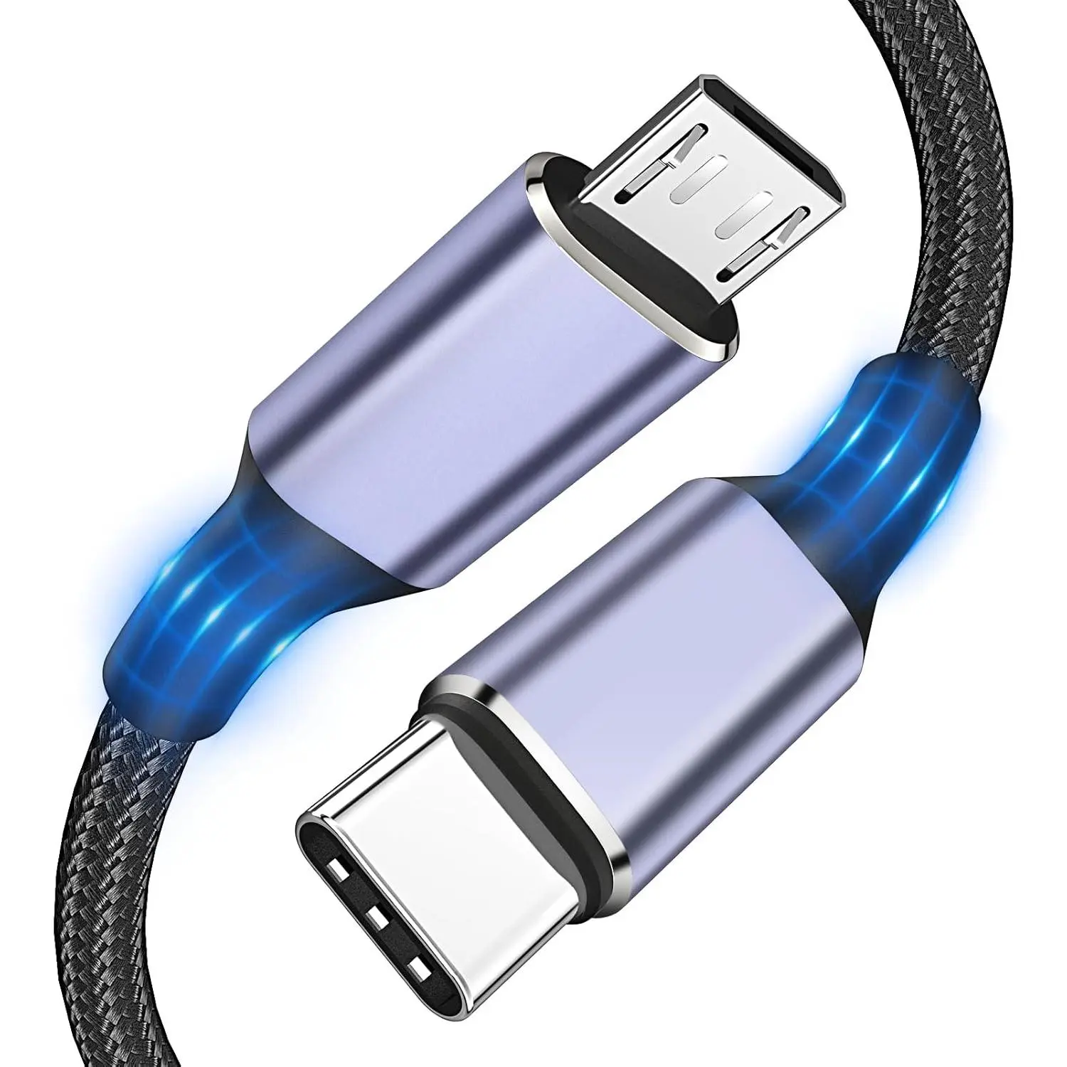 USB C to Micro USB Cable 3FT Micro USB to USB Type C Adapter Cable OTG[Aluminum Shell, Braided], 480Mbps Charing Data Transfer Compatible for, Galaxy S7 S6, LG, HTC,PS4, Kindle