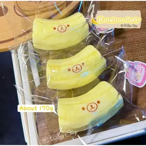 1Pc handmade Squishy with BUTTER texture - Banana bear shaped to relieve stress - Food grade silicone