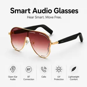 Smart Glasses,Bluetooth Audio Smart Music Glasses with Mic & Speakers,Touch Control,Voice Control,Hands-Free Calling,UV400 Protection,Bluetooth Glasses for Men Women Sports Driving Cycling Running,Smart Wireless Glasses