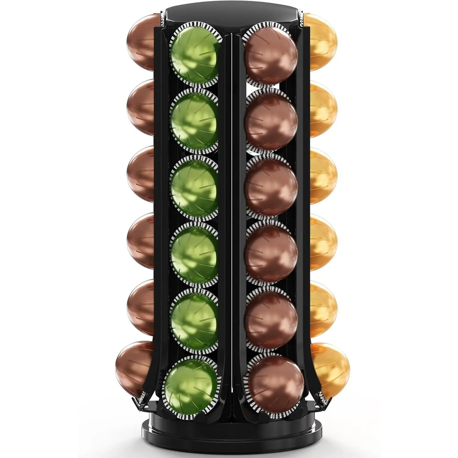 VertuoLine Pod Holder, 360° Turntable Rotating Pod Carousel | Holds up to 36 Nespresso Vertuo Capsules, Easy Access Design, Black