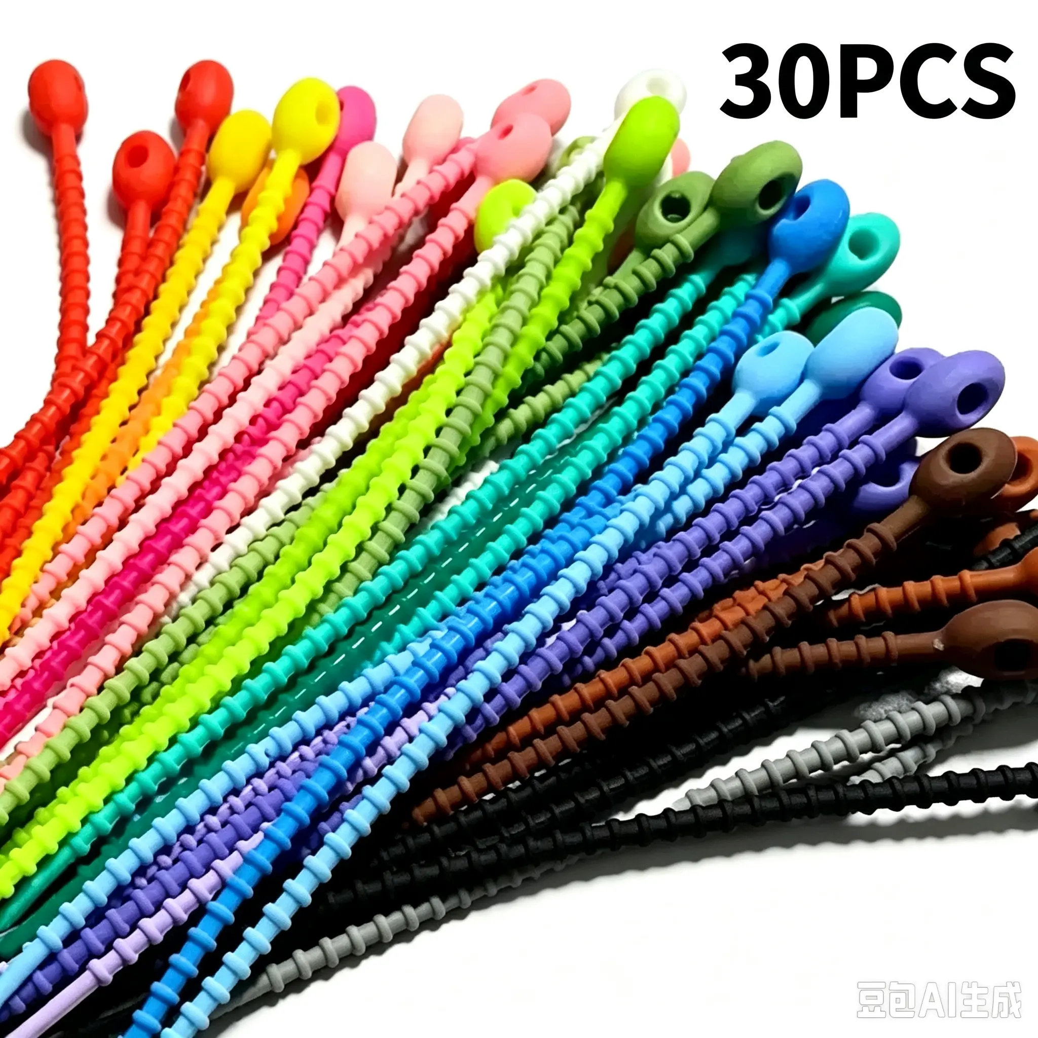 Mixed Color Silicone Cable Organizer, 30pcs Reusable Cable Organizer Kit, Multifunctional Cord Management System, Storage Holder for Cable, Room Accessories