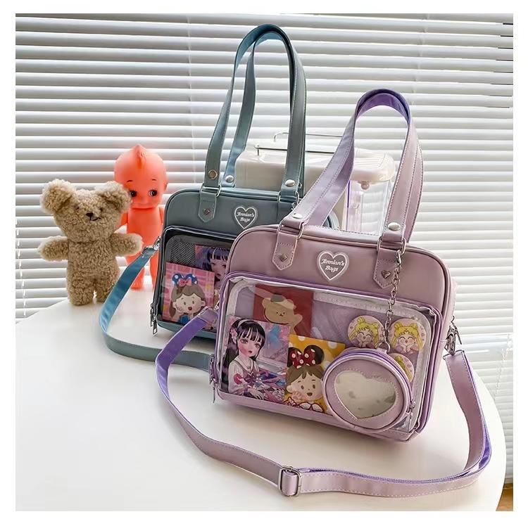 Women Japanese Style Trend Kawaii Candy Color Large Capacity Ita Bag Fashion Student Preppy Shoulder Bag Messenger Crossbody Bag