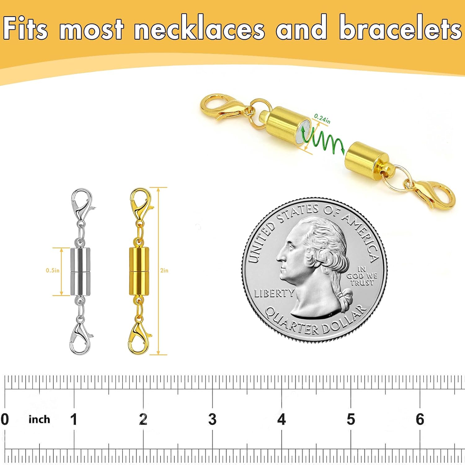 12 Pack Magnetic Necklace Clasps and Closures Necklace Jewelry Extender with Strong Magnet Magnetic Necklace Clasp for Jewelry Necklace