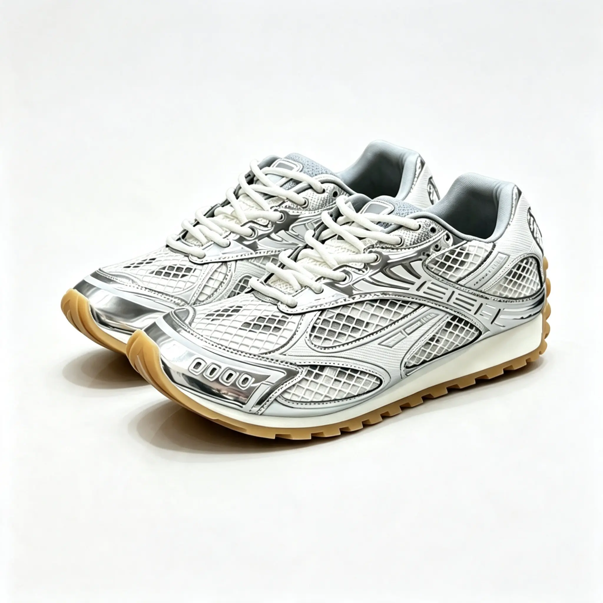 Trendy Y2K Silver Mesh Retro Running Sneakers Ladies LaceUp Breathable Athletic Shoes Comfortable Outdoor Daily Street Fashion Footwear