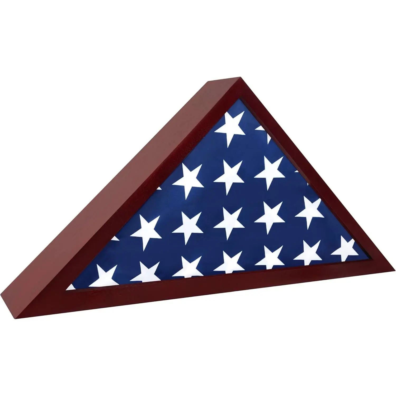 Solid Wood Military Display Case Shadow Box for Folded 5'x9.5' American Veteran Burial Funeral Flag with Polished Plexiglass