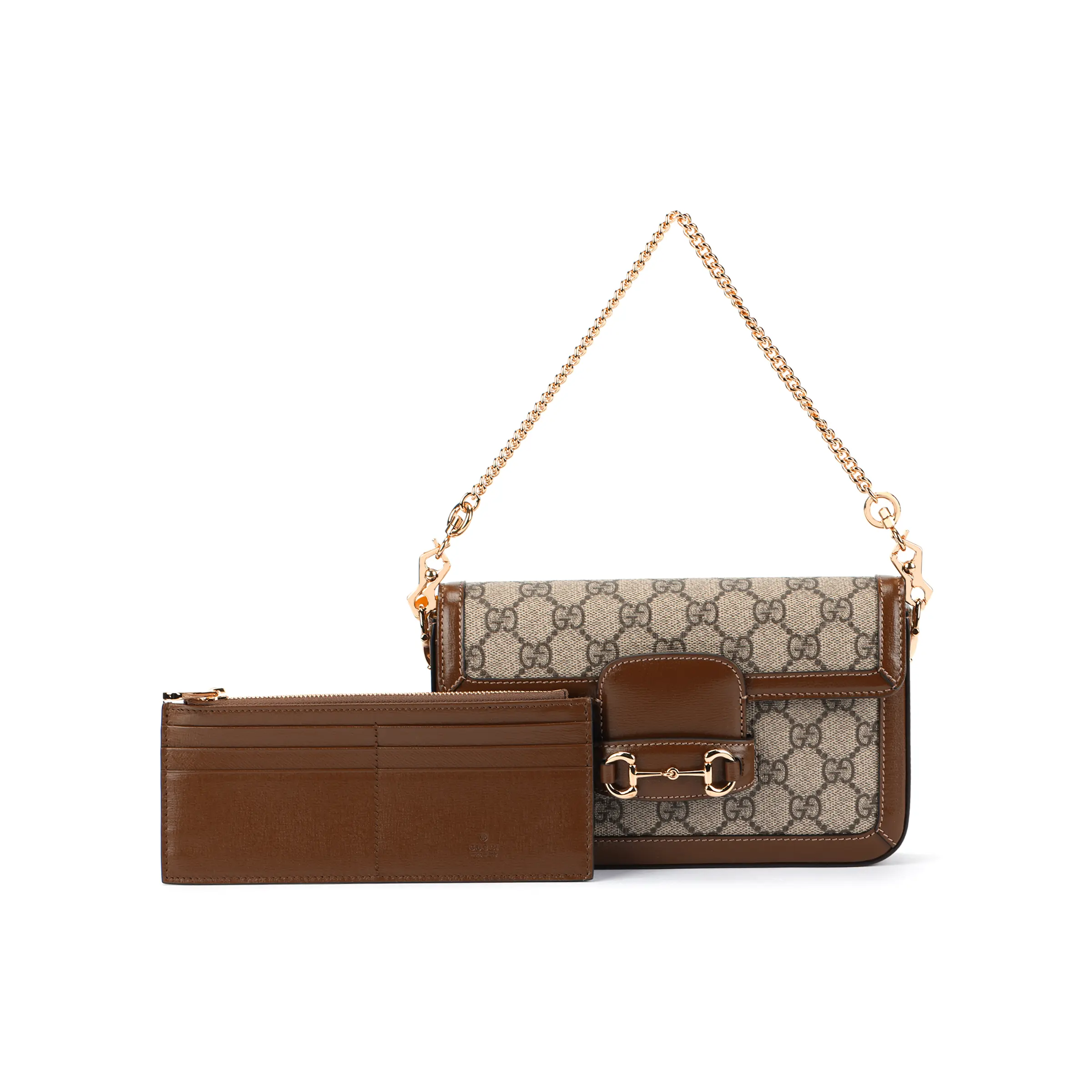 Gucci Horsebit 1955 Mini Crossbody Bag for Women, Canvas and Leather with Removable Strap, Brown