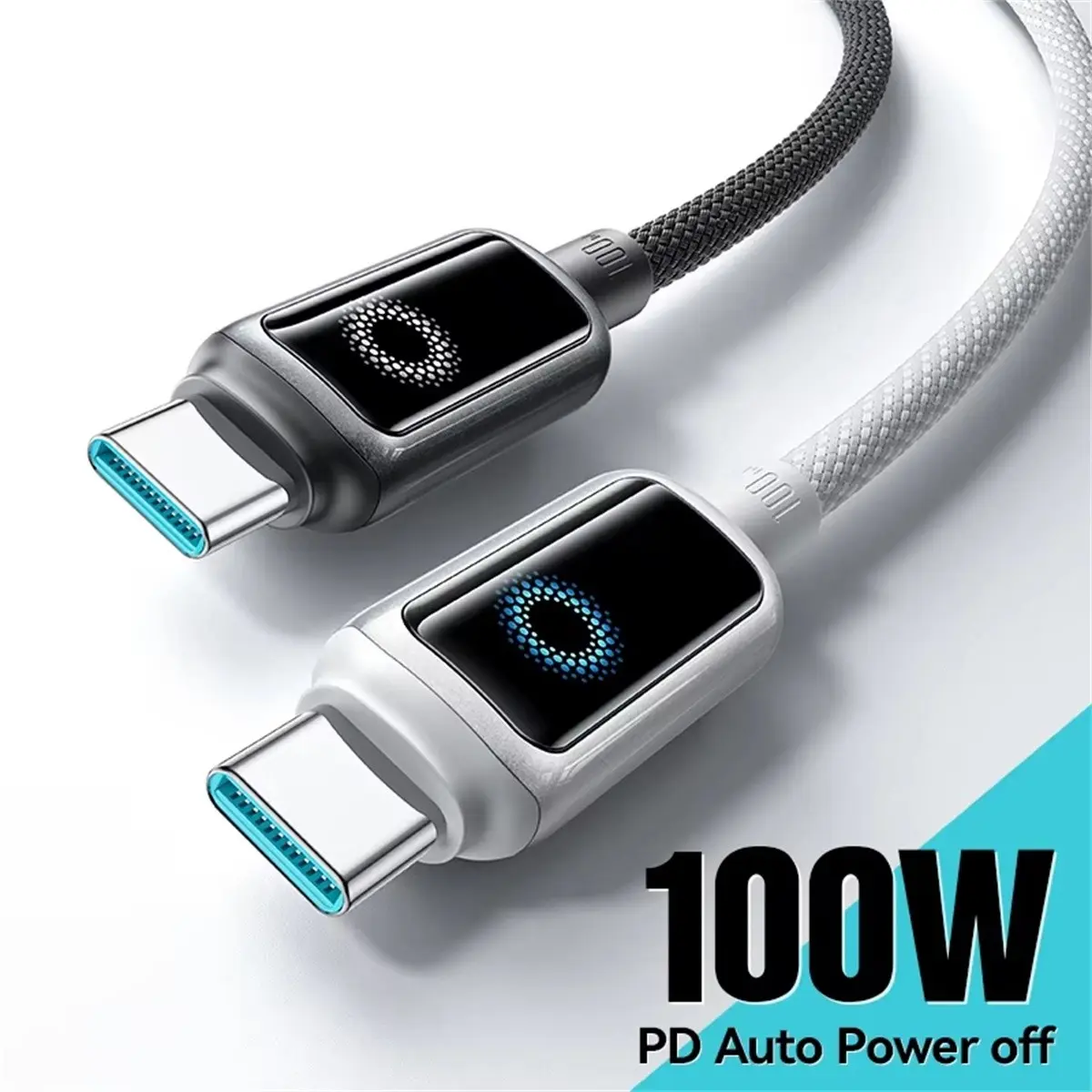 100W USB C Cable Automatic Power Off Fast Charge Type C Cable For iPhone 17 16 15 Pro Max Xiaomi Sumsang