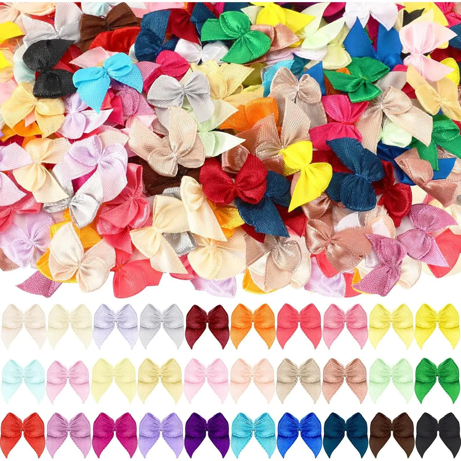 180 count Mini Ribbon Bows Multicolor Small Bows for Crafts |  Bowknot, DIY Sewing Gifts Wrapping, Card Making Hair Accessories Ornament Party Decorations