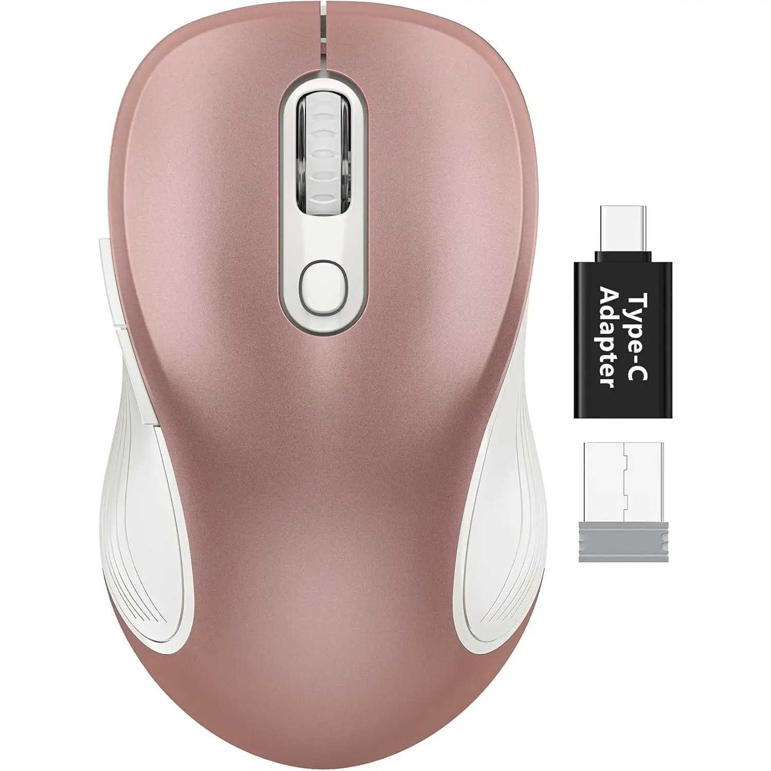 for Laptop, 2.4GHz    with  & Forward Buttons, 3 Adjustable DPI Levels, 6 Buttons, Optical USB Cordless Mice for Windows PC, M01 (Rose )