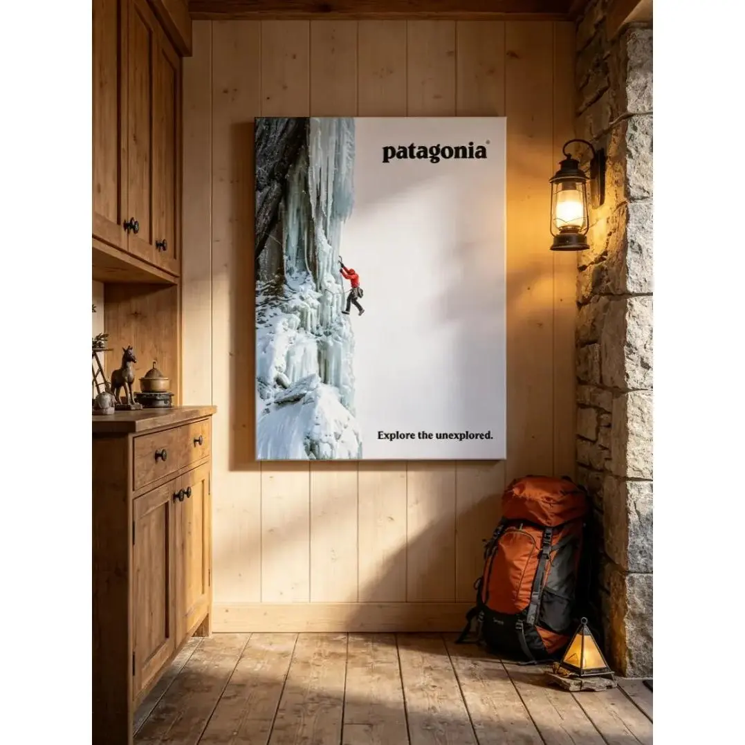 Patagonia Explore The Unexplored Ice Climbing Adventure Poster