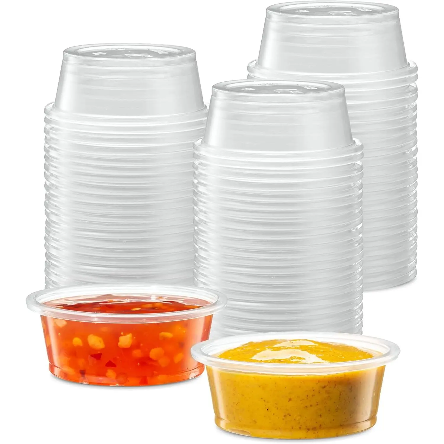 {1.5 oz,200 Cups} Clear Diposable Plastic Portion Cups No , Small Mini Containers For Portion Controll, Jello Shots, Meal Prep, Sauce Cups, , Crafts, Disposable Souffle Cups & Much