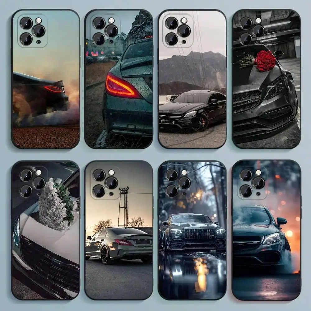 MB CLS 63 AMG Concept Art Customized Car Phone Case, Black Durable TPU+PC Soft Protective Cover with Full Access, for iPhone 11-17 Pro Max/Plus & Samsung Galaxy S23-S25