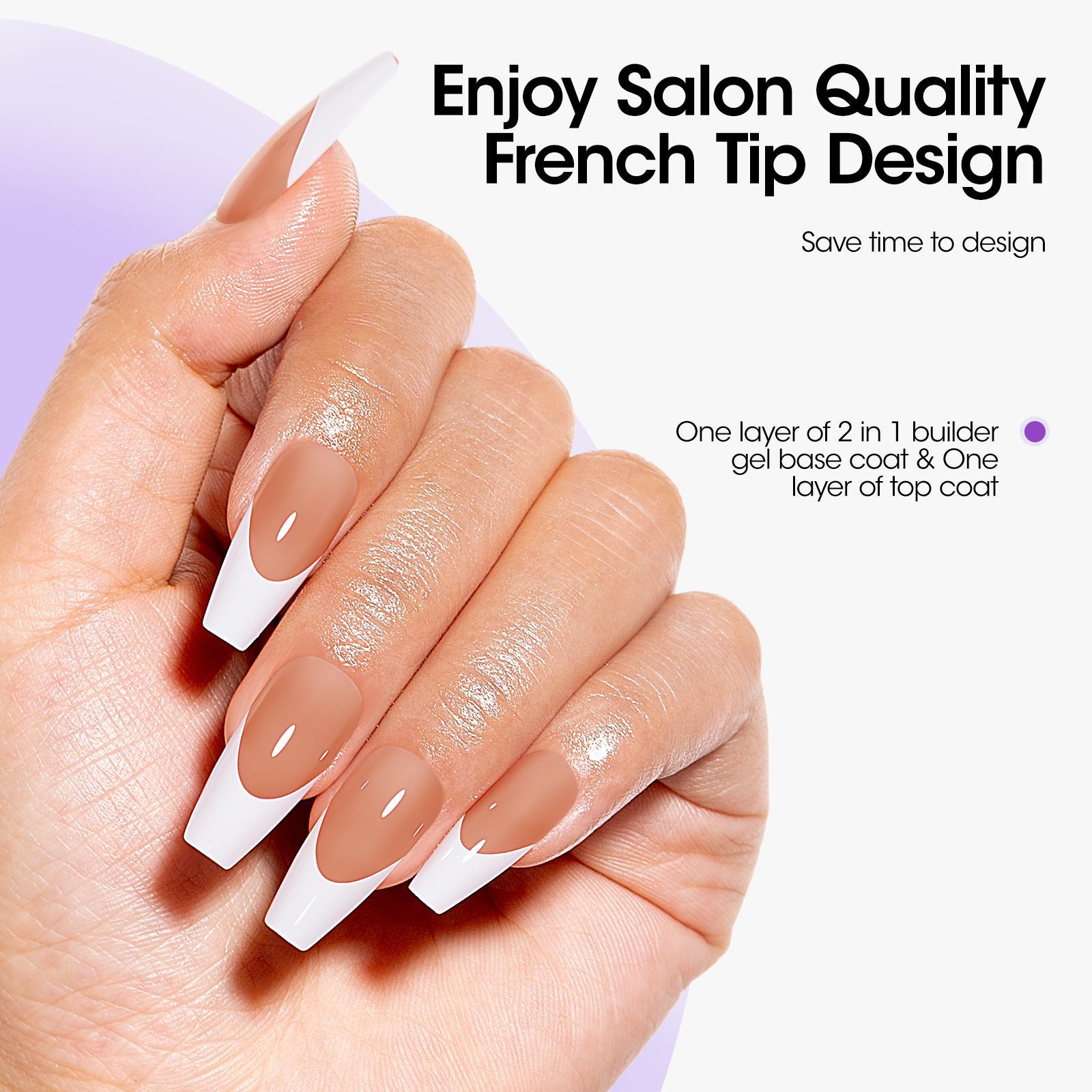Gellen Complete French Tip Nail Kit – 240pcs, Gel top coat & base coat, UV lamp, Solid Nail Glue Nailartkits Polishset