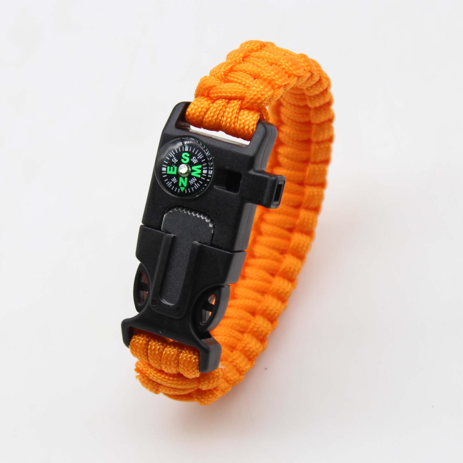 Outdoor Sports Foldable Survival Bracelet Whistle Outdoor Survival Five-in-One Multifunctional Compass Flint Rope Braided Bracelet Camping Pro Off-Road Electric Mountain Bike