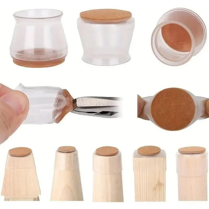 24Pcs Heavy-Duty Hardware Furniture Pads with Felt Bottoms, Cup-Shaped Chair Leg Floor Protectors for Lockable Casters, Noise-Reduction Caster Caps