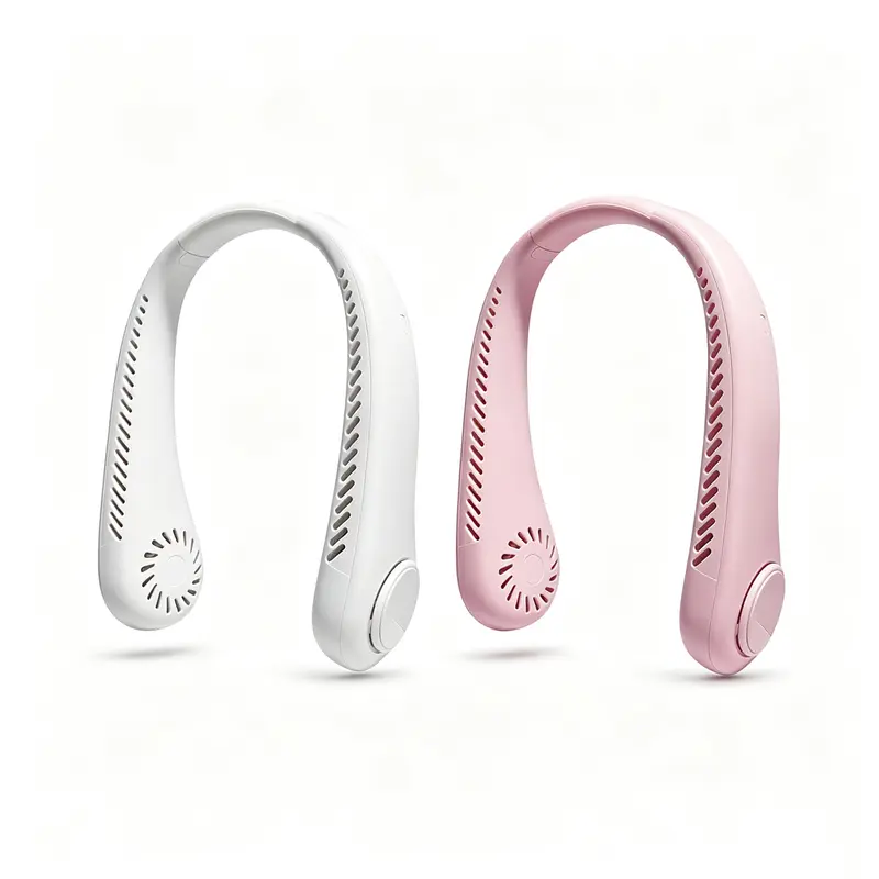 Lightweight U-shaped wearable fan, suitable for travel, commuting, outdoor and office use in summer.