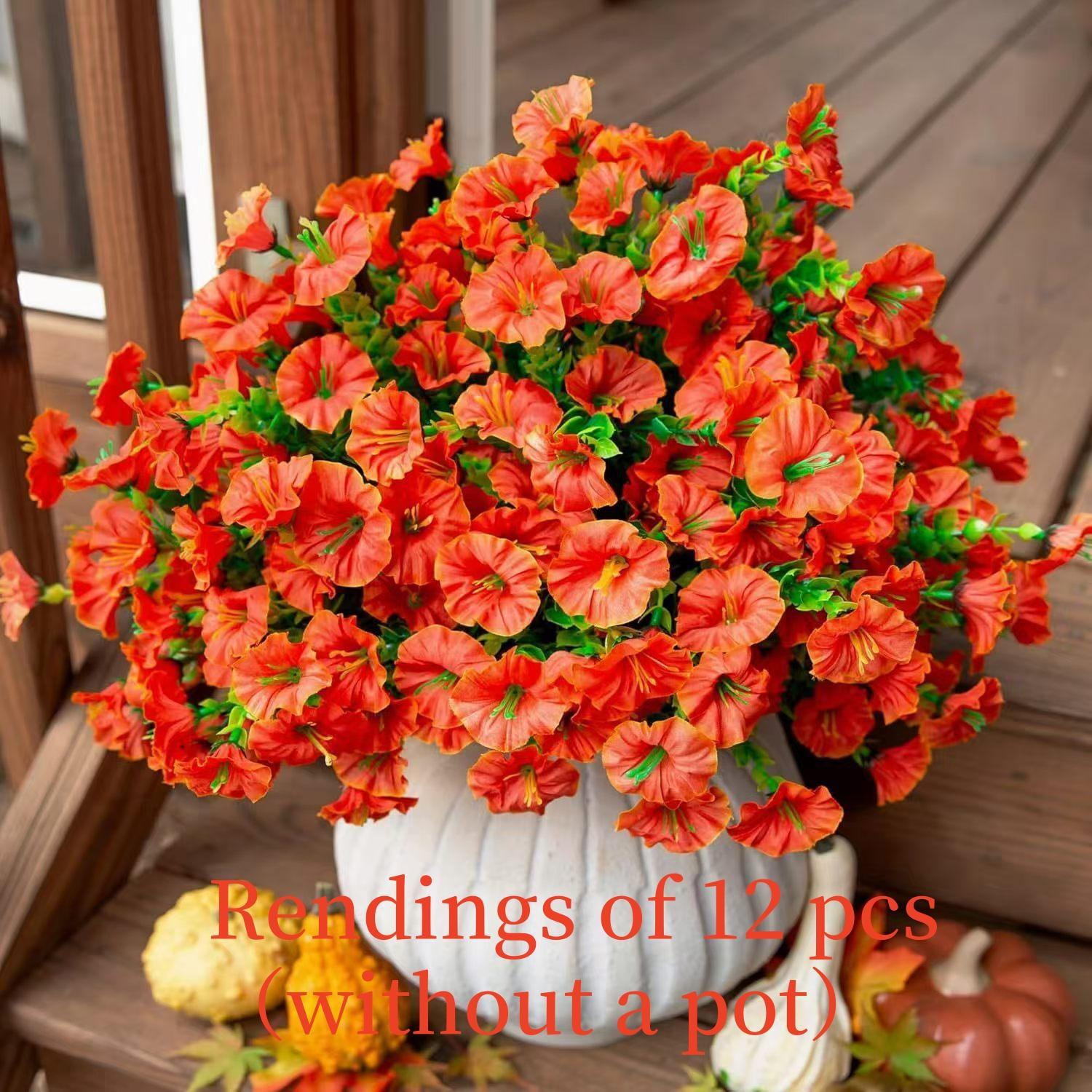 Artificial Flowers, Artificial Plants, 12pcs/set Simulated 7-Head Eucalyptus Morning Glory Faux Flowers, Fake Outdoor Flowers, Decorative Flowers for Home Garden Outdoor Decoration Artificial Flowers, Artificial Plants, 12pcs/set Simulated 7-Head Eucalyptus Morning Glory Faux Flowers, Fake Outdoor Flowers, Decorative Flowers for Home Garden Outdoor Decoration