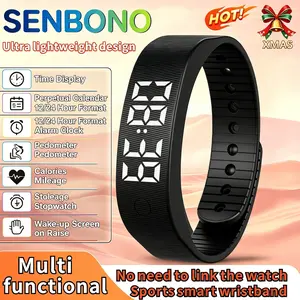 New smart wristband, no need to link to mobile phones or apps, can view time, perpetual calendar, set alarm clock, exercise step count, calories, mileage, stopwatch timing, sleep, hand lift screen, unisex. ideal gift
