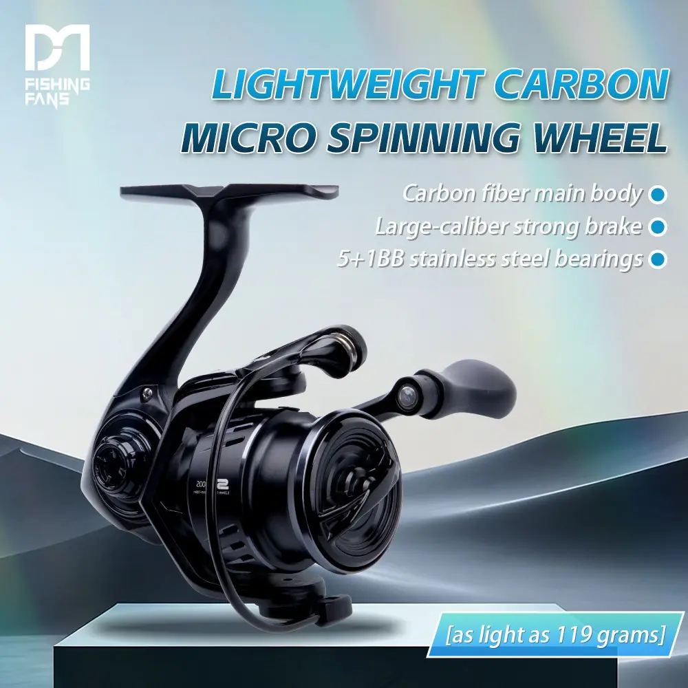 Fishingfans S2 Spinning Reel, 5+1 Stainless Steel Bearings, 5.2:1 Gear Ratio, 4kg Load Capacity, Carbon Fiber Body, Freshwater & Saltwater, Saltwater Ready Reel, Durable Fishing Gear