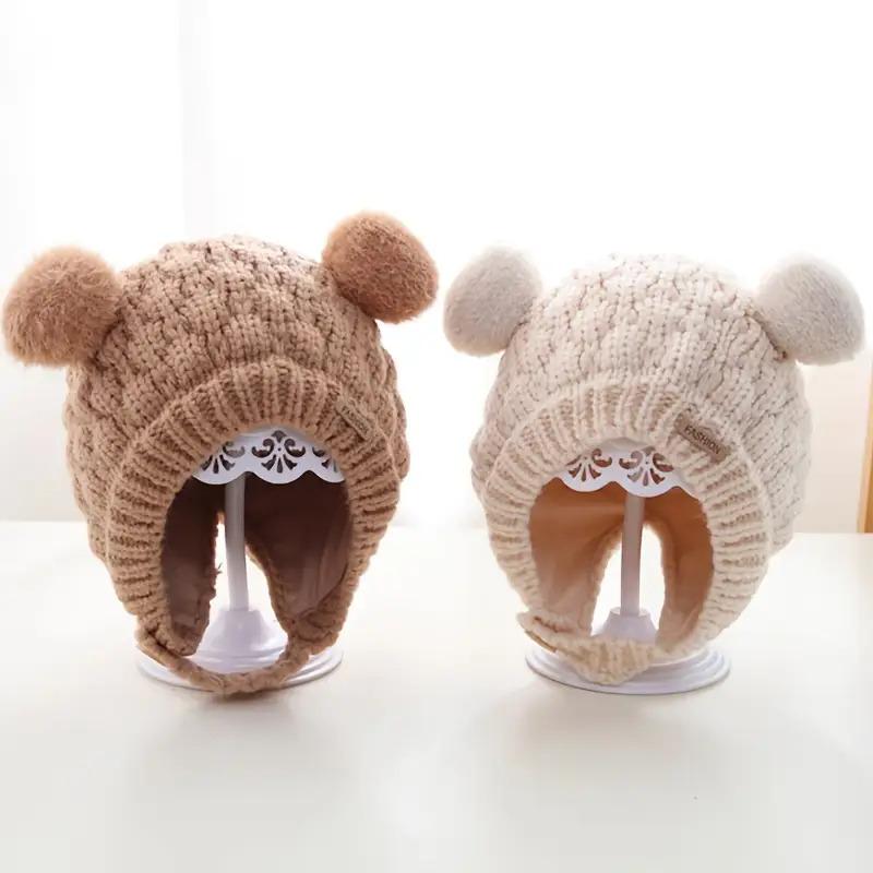 New1pc Children's Autumn Winter Baby Hat, Warm Cute Cartoon Infant Beanie for Boys and Girls, 3-12 Months, Fashionable Thickened Toddler Cap with Ear Coverage Suitable Daily Casual Outings & Activities Ideal Birthday Gift