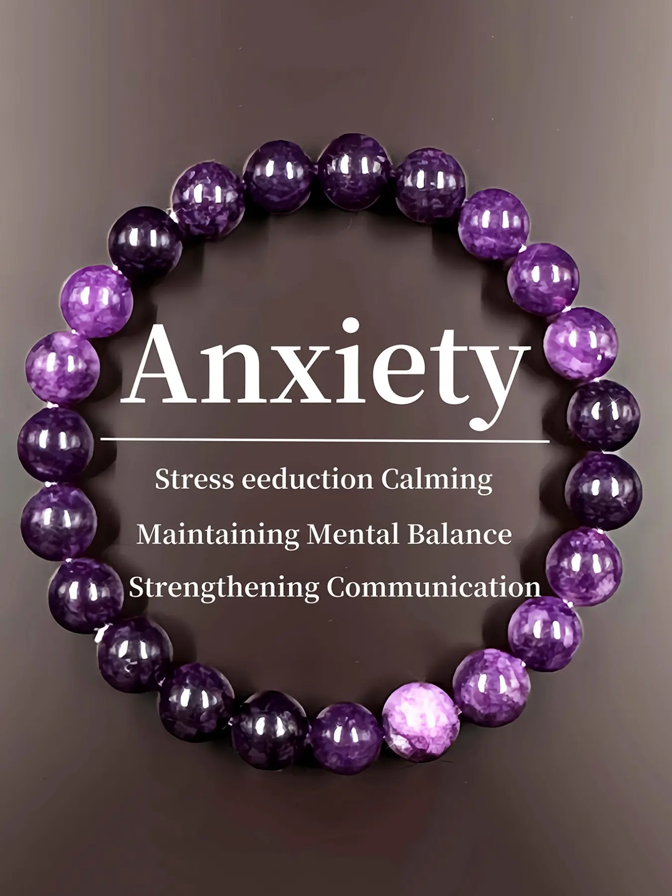 Amethyst Anxiety Bracelet, Hand Carved Pendant, Ideal Gift for Men and Women, Daily Wear Jewelry, Mental Balance Accessory