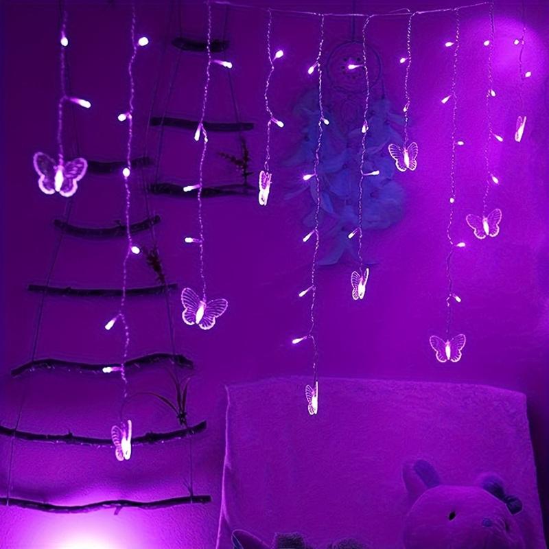 LED String Light, LED Butterfly Curtain Light, 21.3ft/255.9inch 8 Modes USB Charger Window Twinkle String Lights With Remote Control, 96 LEDs Copper Wire Fairy Lights For Room Christmas Wedding Party Decoration graduation leis graduation decorations LED String Light, LED Butterfly Curtain Light, 21.3ft/255.9inch 8 Modes USB Charger Window Twinkle String Lights With Remote Control, 96 LEDs Copper Wire Fairy Lights For Room Christmas Wedding Party Decoration graduation leis graduation decorations