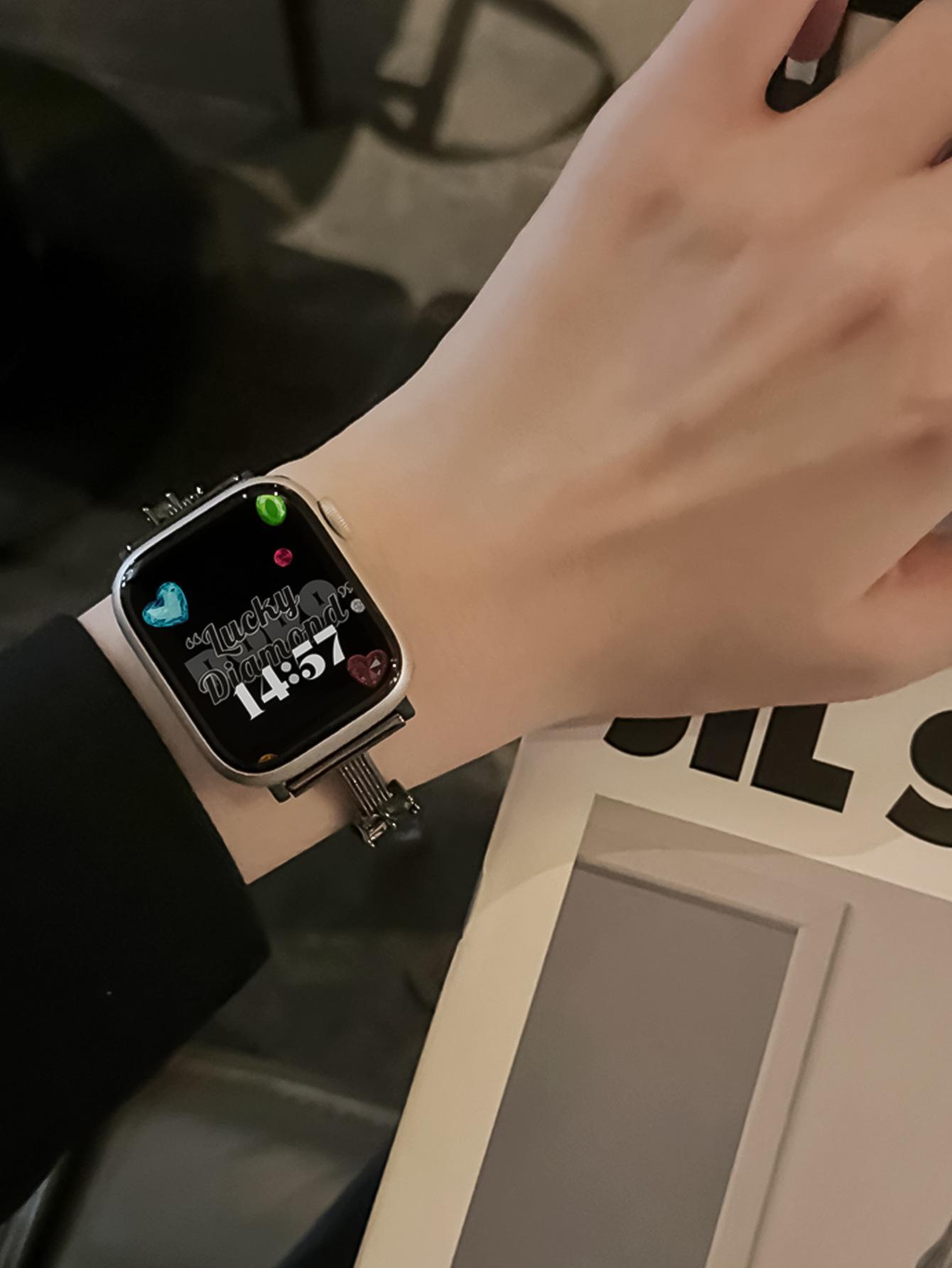 Candy Square Rhinestone Bracelet Watch Band, Stylish Strap Compatible With Apple Watch Series 4 5 6 7 8 9, Shiny Elegant Design For Women's Daily Wear