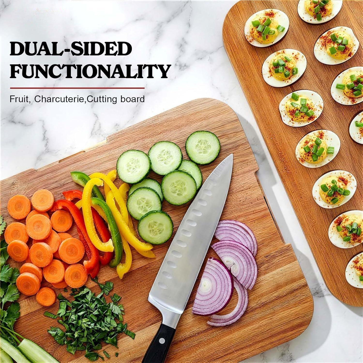 Deviled Egg Containers with Lid Easter Gifts Set (28 Eggs), 2026 Upgraded Acacia Wooden Deviled Egg Tray Platter for Party,  Kitchen  for Women, The Lid is Dishwasher Safe (Black)