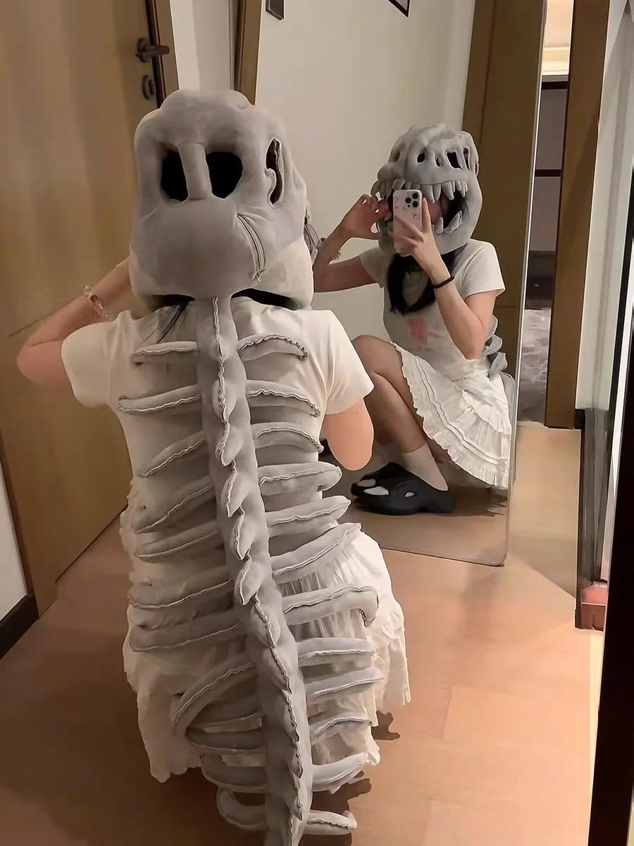 Hot Dinosaur Skeleton Cos Props Children Adult Cute Wearable Mask Halloween Party Carnival Cosplay Costumes Funny Headwear