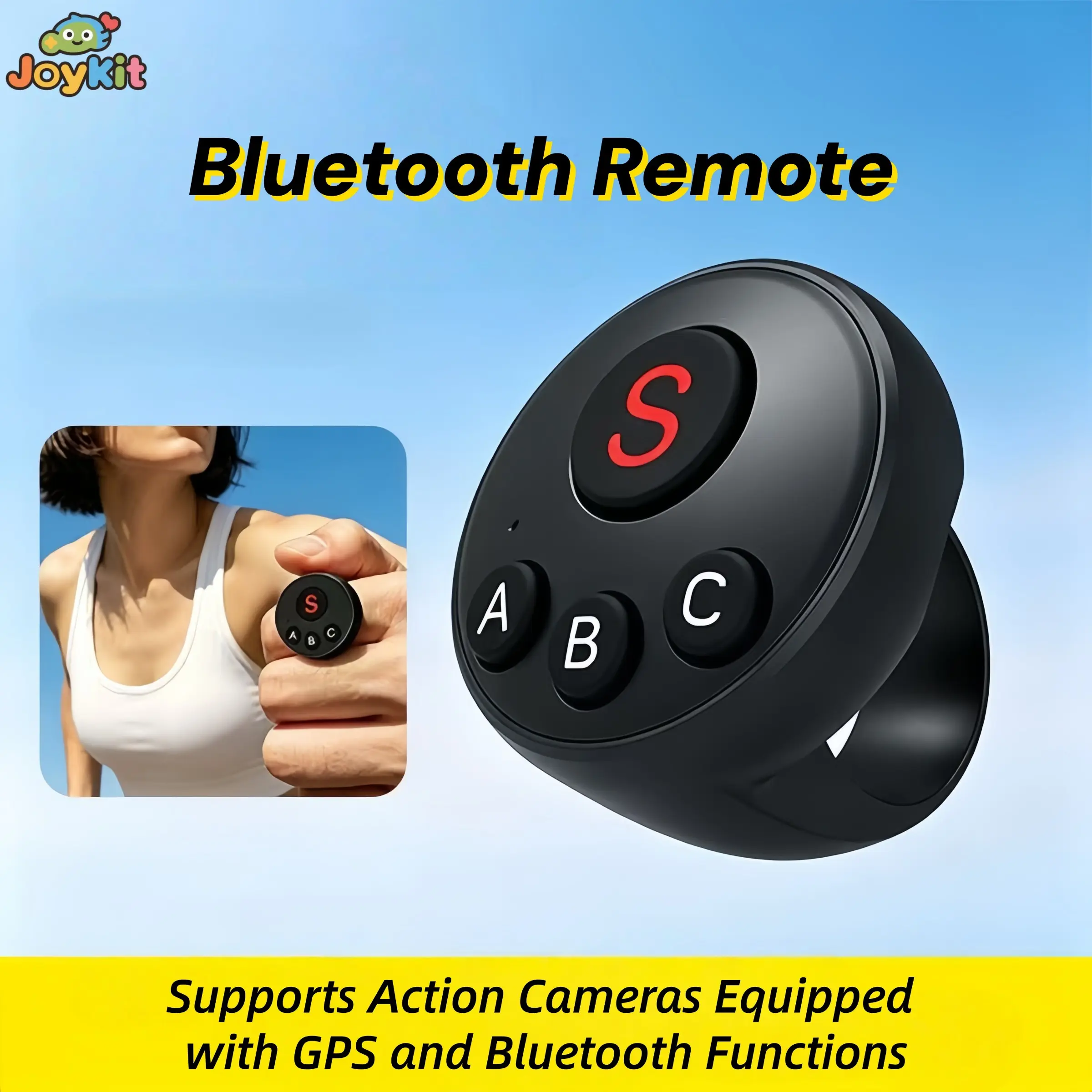 Portable Ring Bluetooth Remote Controller, Remote Control Shutter, 55mah Rechargeable, Fast Charge, Universal for Sports Cameras, Vlogging, Photography Camera Accessories