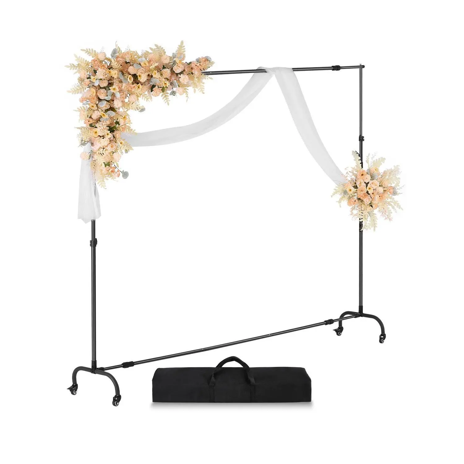 【DealsForYouDays】VEVOR Backdrop Stand with Wheels, 7x 10 ft Adjustable Photo Backdrop Stand Kit, Moveable Background Backdrop Stand, Heavy Duty Projector Screen Stand, for Wedding, Photo Studio Party