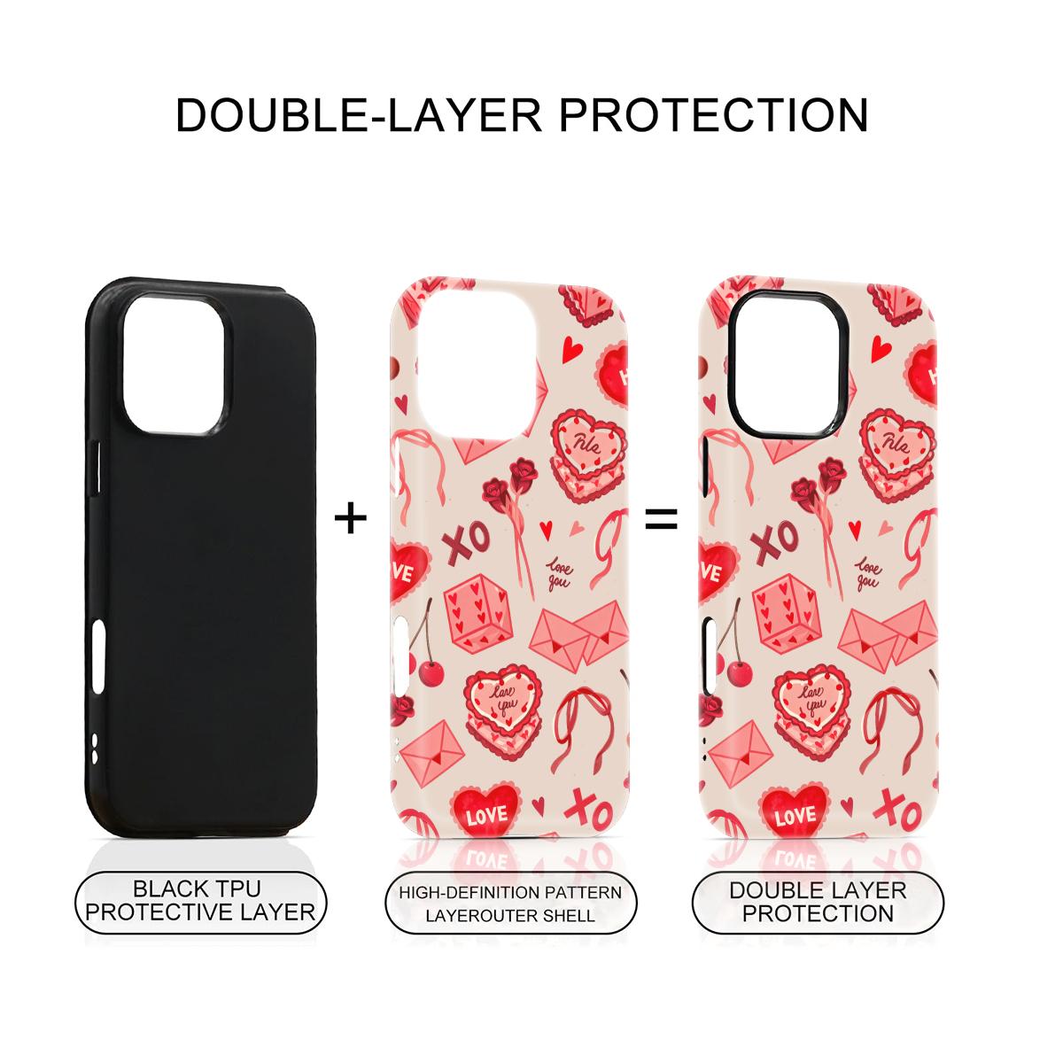 Sweet Cherry  Rose Lovecore Design Aesthetic Phone Case Double-Layer TPU Shockproof for iPhone 17 Pro Max/16 Pro Max /15Pro Max 15/14/13/12 & Samsung S26 /S25Ultra Gift for Friends or Family
