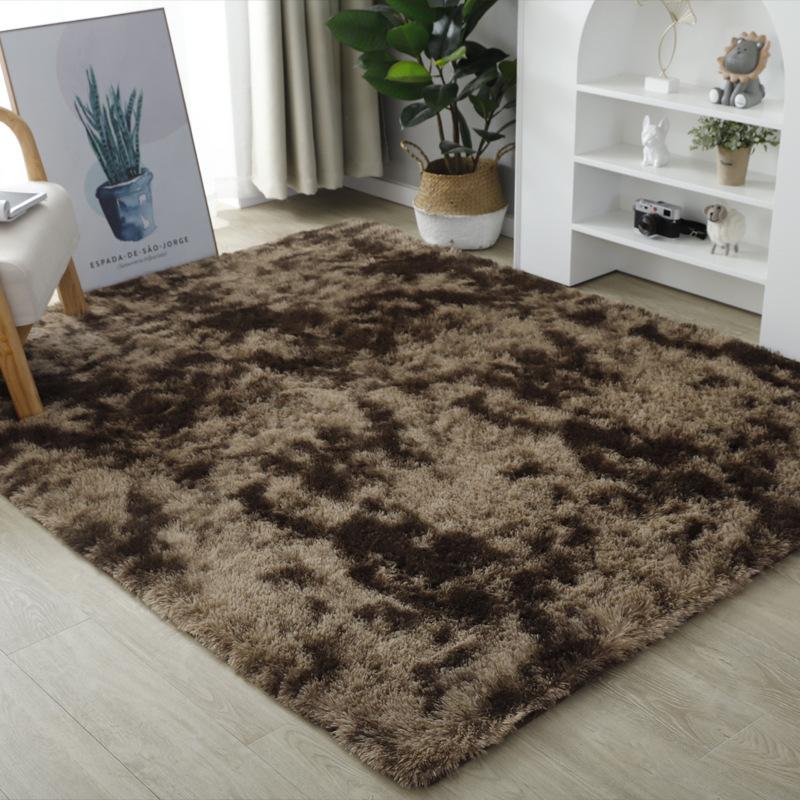 Washable Long Plush Tie-Dye Gradient Home Rug for Living Room, Bedroom, Sofa Side, Bedside and Bay Window