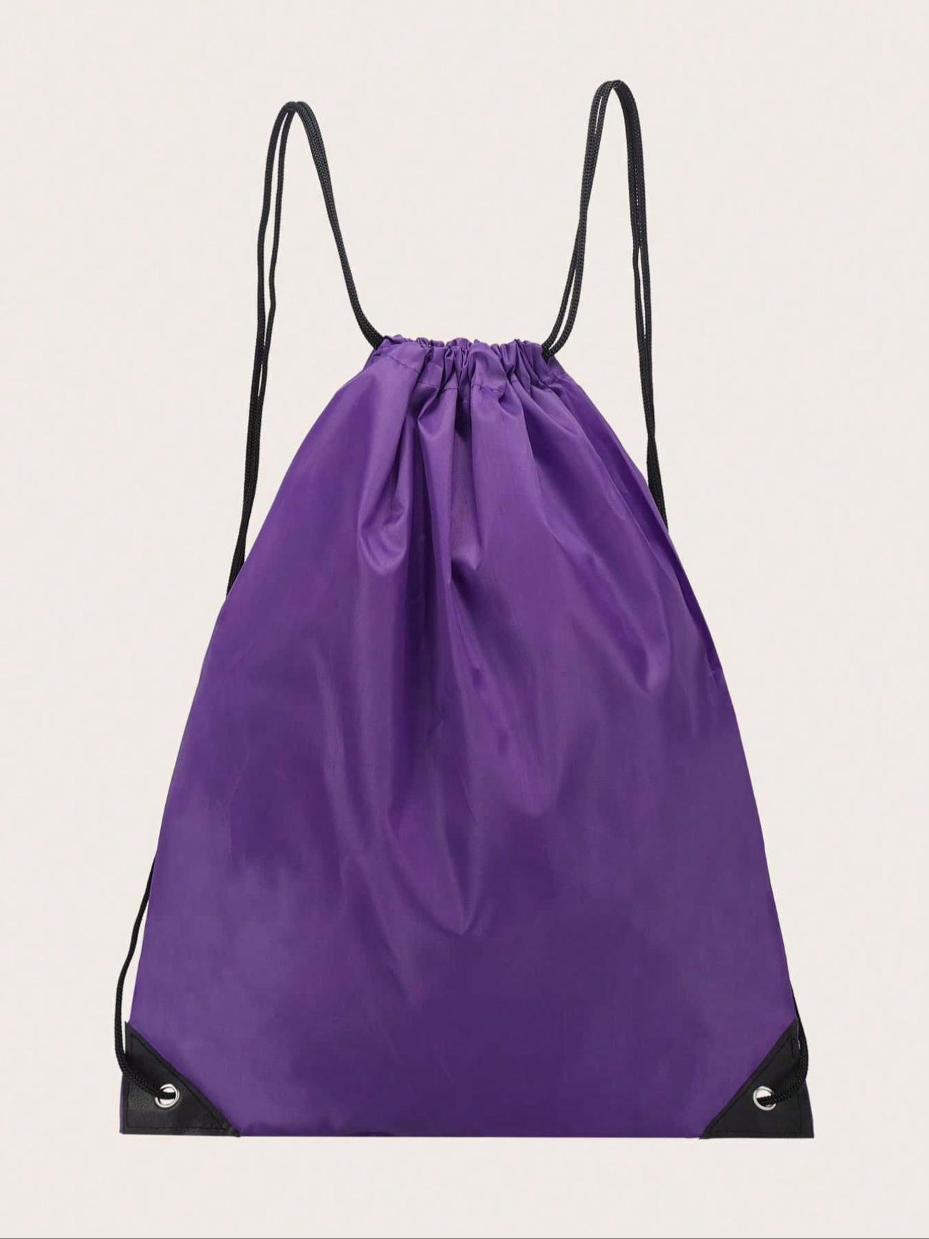 1 Piece Plain Drawstring Backpack, Casual Nylon Waterproof Sports Backpack, Multifunctional Sports Bag for Travel Fitness Work, Durable Waterproof Bag