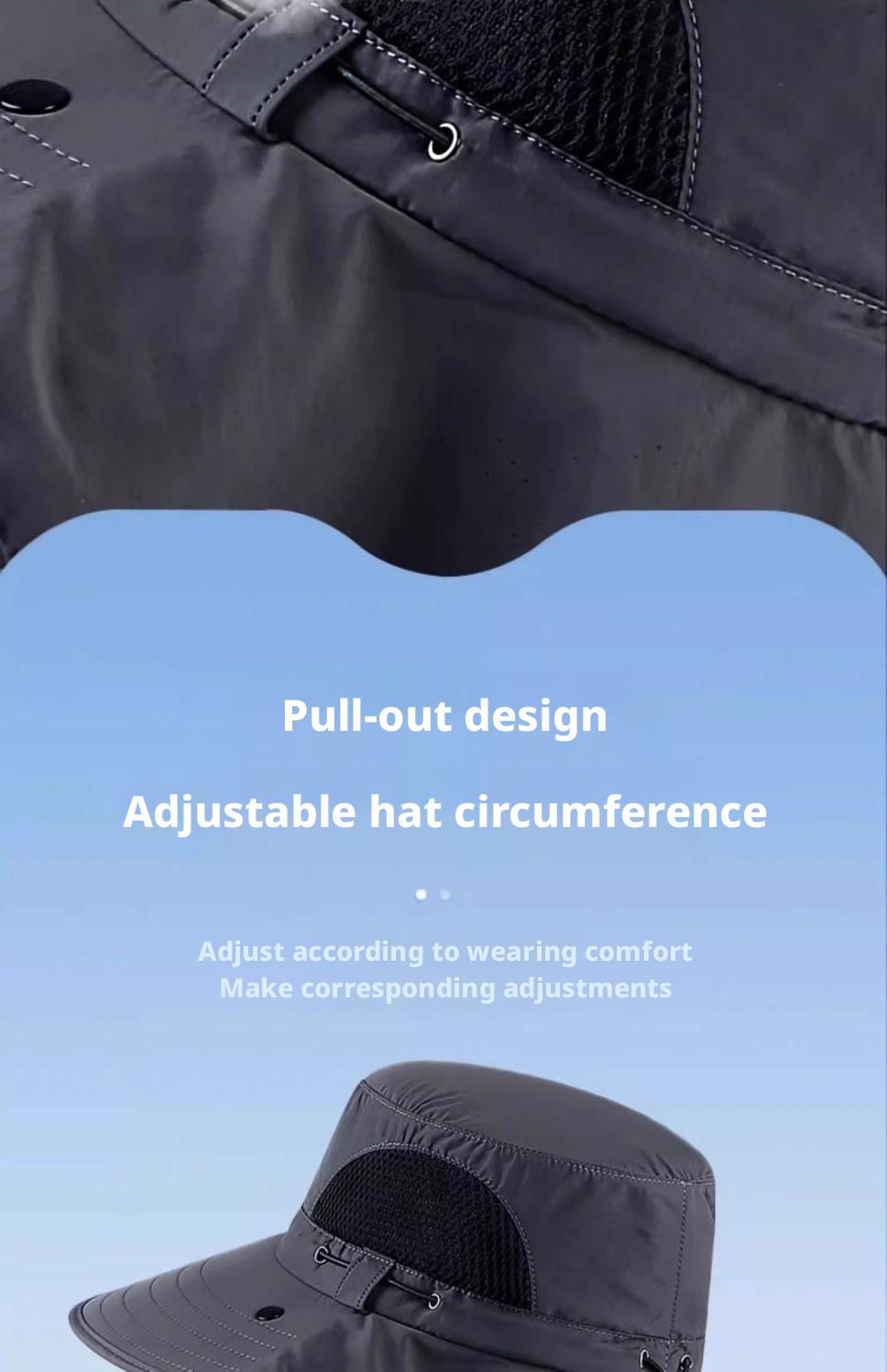 Fisherman's hat, summer sun protection hat for men and women, outdoor hiking hat, fishing face-shielding and neck-protecting integrated hat, wide-brimmed sun hat