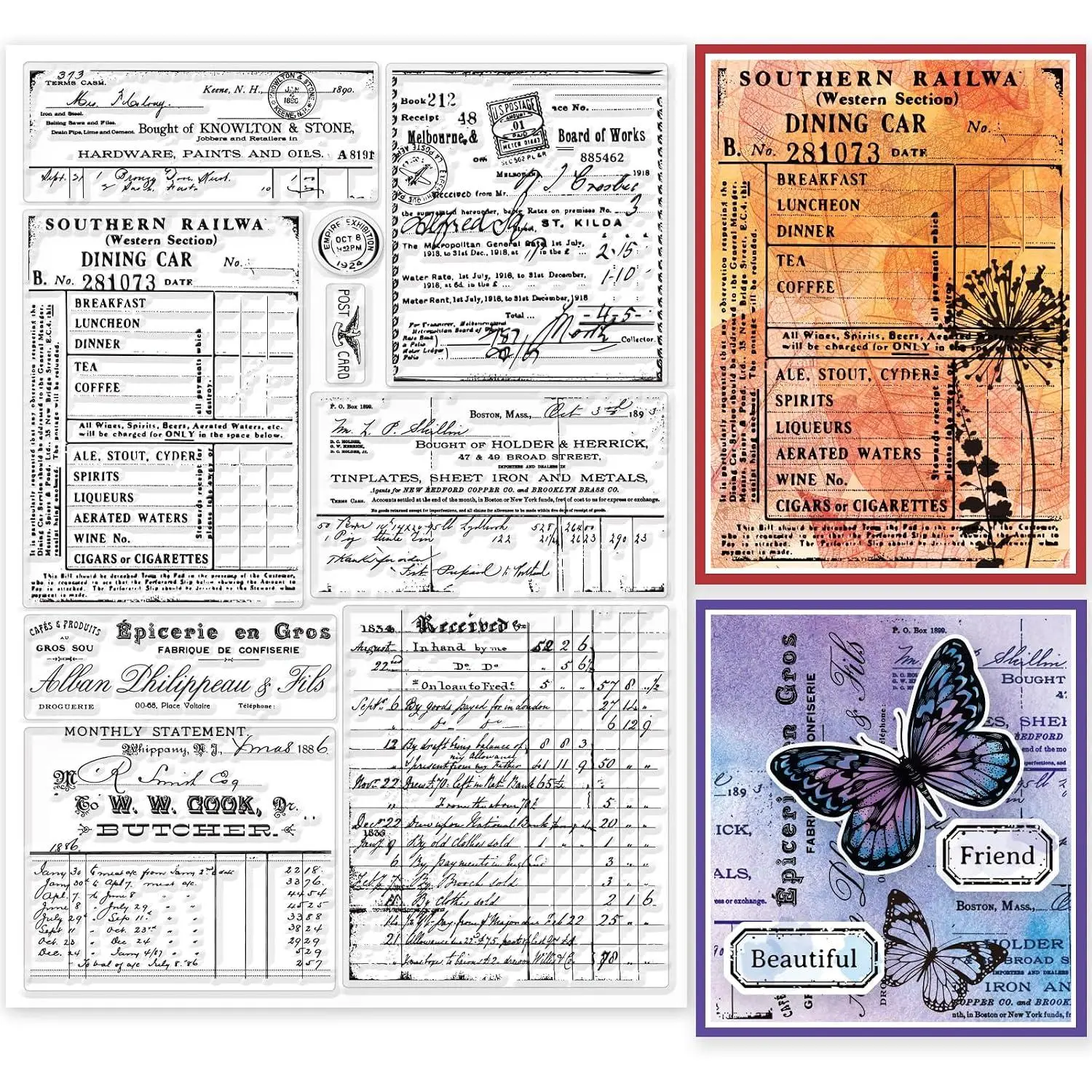 Retro Handwritten  Clear  for DIY Scrapbooking 8.3x11.7inch  Words Background  Clear  Seals Transparent  for Cards Making Journal Decoration