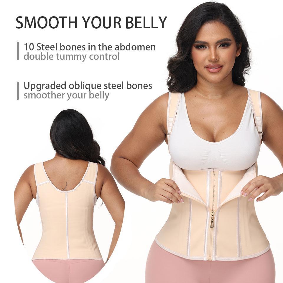 Women Waist Trainer Steel Bones Tummy Control Shapewear Premium Belly Control Body Shaper Tank Top Adjustable Shoulder Straps Vest Brazilian Faja