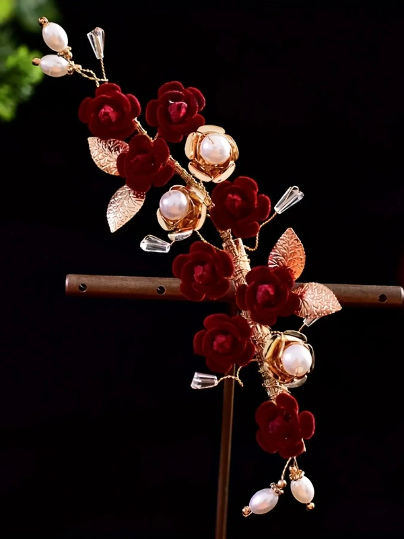 Hanfu Hairpin, Ancient-Style Bridal Headdress, Elegant Qipao Accessory, Classical Side-Swept Updo for Back of Head, Bridal Hair Accessories