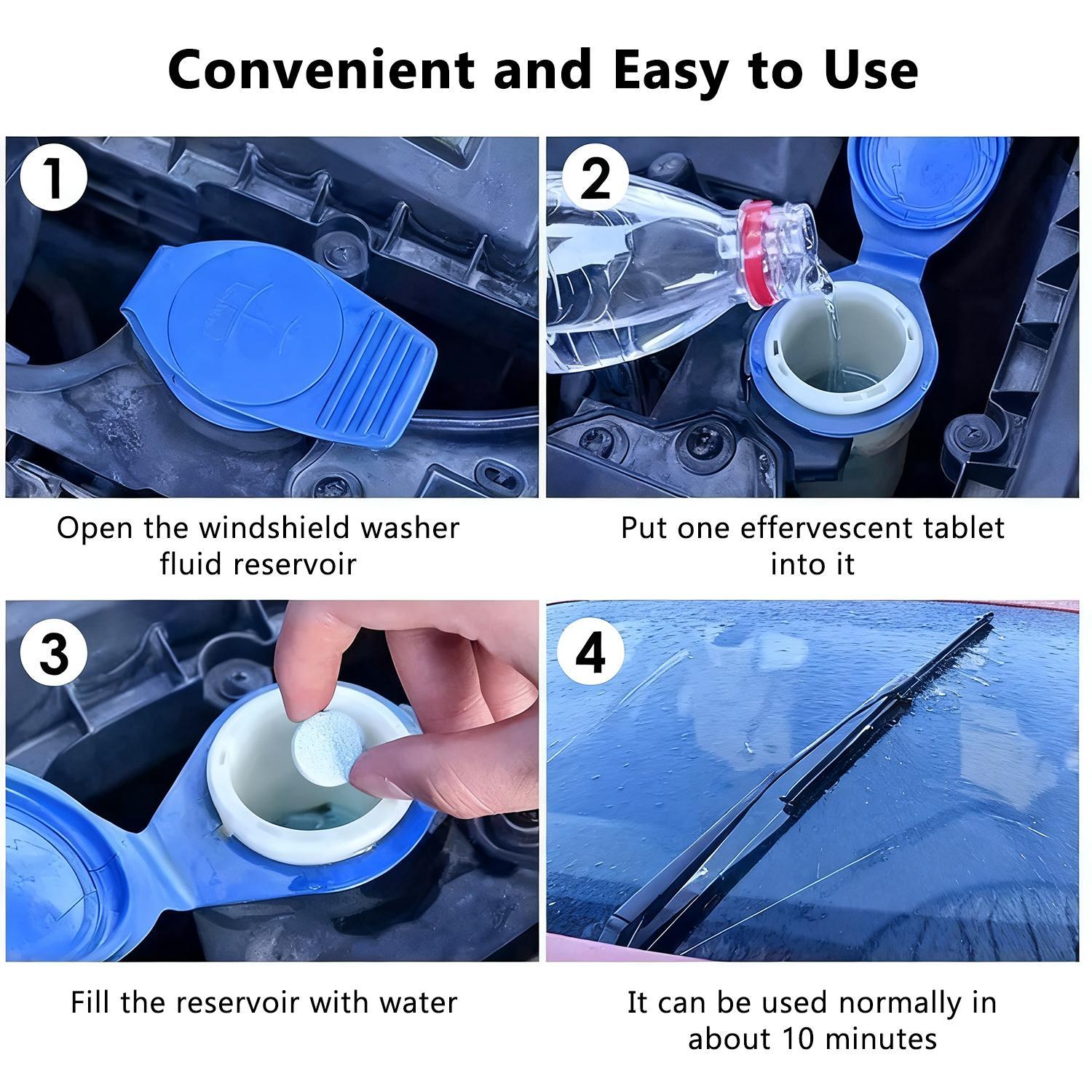 Solid Wiper Cleaner 30pcs, Concentrated Washer Fluid, Car Windshield Wiper Washer Fluid, Solid Wiper Effervescent Tablet Concentrated