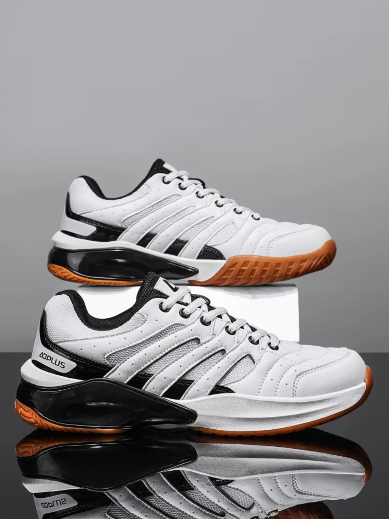Unisex Air Cushion Badminton Shoes, Professional Training Anti-Slip Rubber Sole, Breathable Mesh Leather, Casual All-Season Sports Shoes