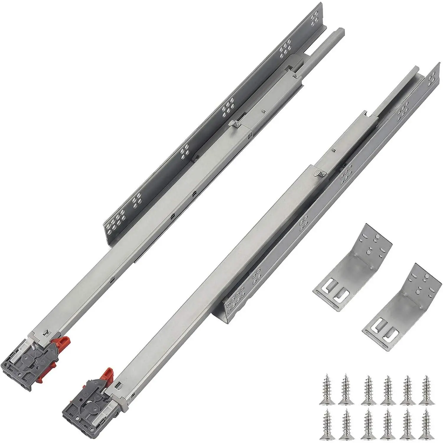 21 Inch Undermount Full Extension Soft Close Concealed Drawer Slides (1 Pair) - Drawer Runners with Mounting Screws and Brackets