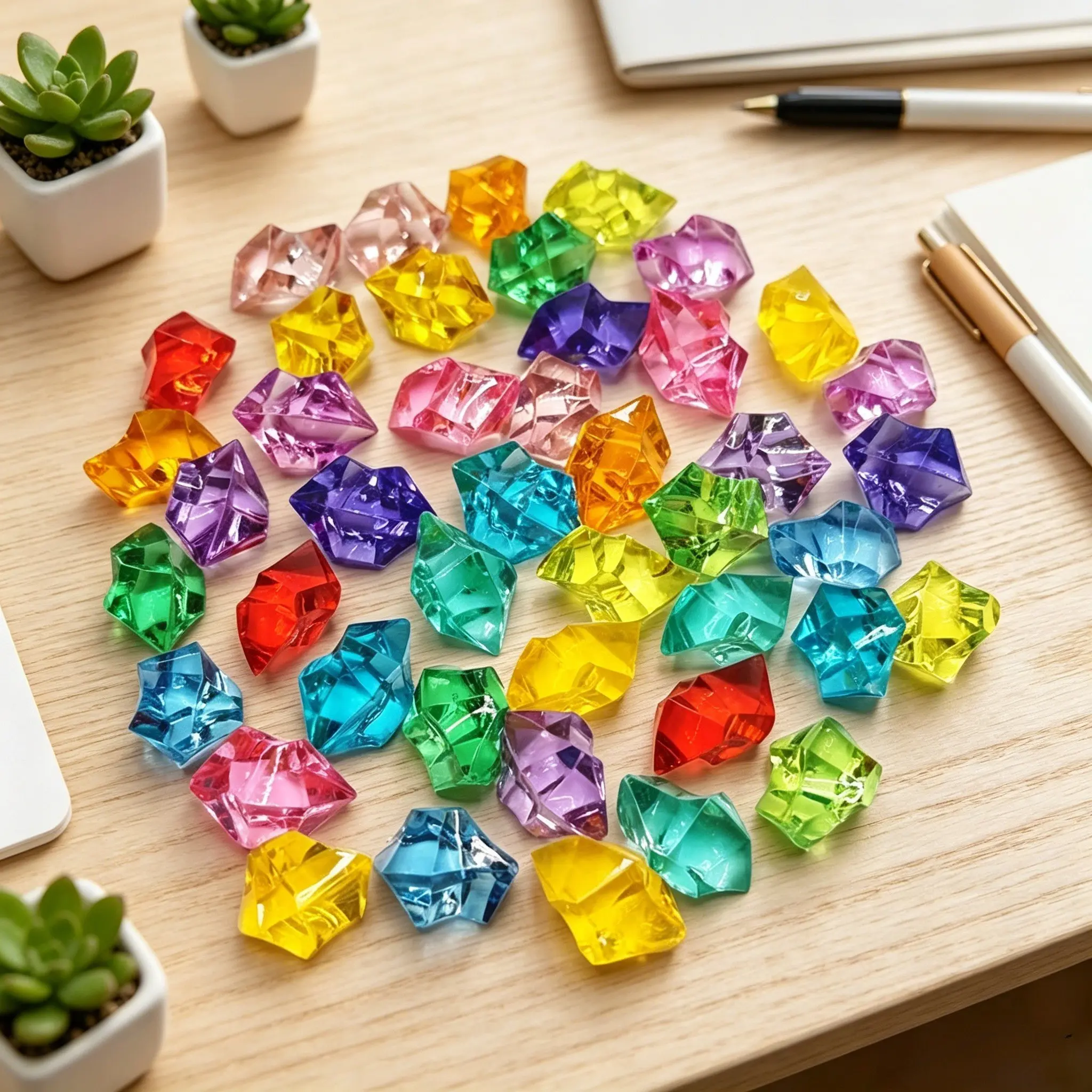 100pcs/200pcs Acrylic Ice Cubes, DIY Transparent Crystal Stones, Colorful Irregular Gems, Wedding Party Decor, Paper Scraps, Tabletop Accent