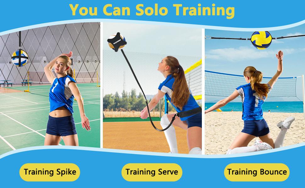 Upgraded Volleyball Training Equipment Aid, Premium Solo Practice Trainer for Serving, Setting, Spiking & Arm Swing, Perfect volleyaball Trainer kit for Beginners & Pro, Perfect Volleyball Gift.