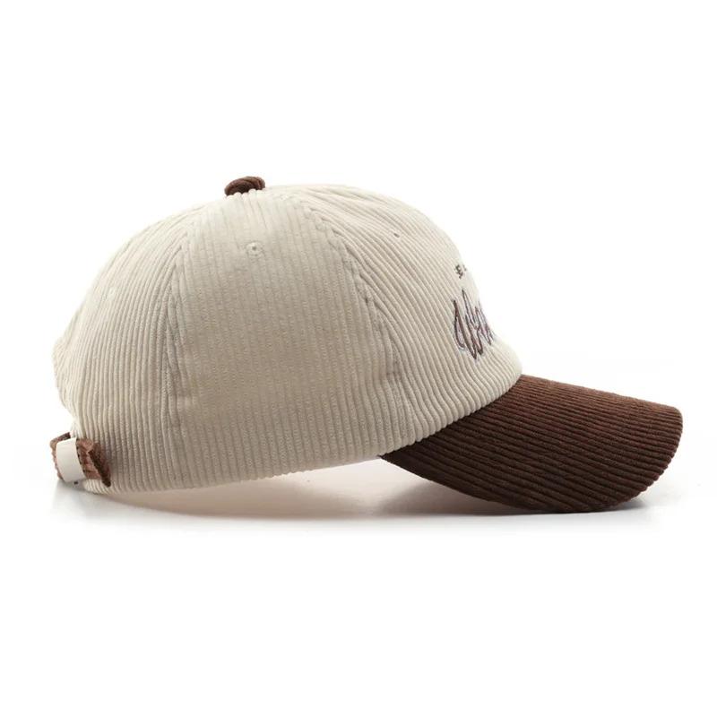 Elegant Unisex Two-Tone Corduroy Baseball Cap with WONDER Embroidery - Stylish Sunshade, Outdoor Sport Essential, Perfect Gift