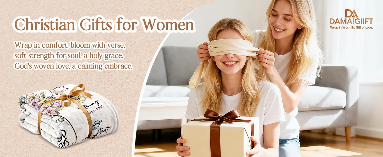 Christian Blanket with Flowers, Christian Gifts for Women, Birthday Gifts for Women, Spiritual Baptism Religious Gifts for Sister, Mom, Daughter, Teen Girls, Bestie, Soft Throw Blankets