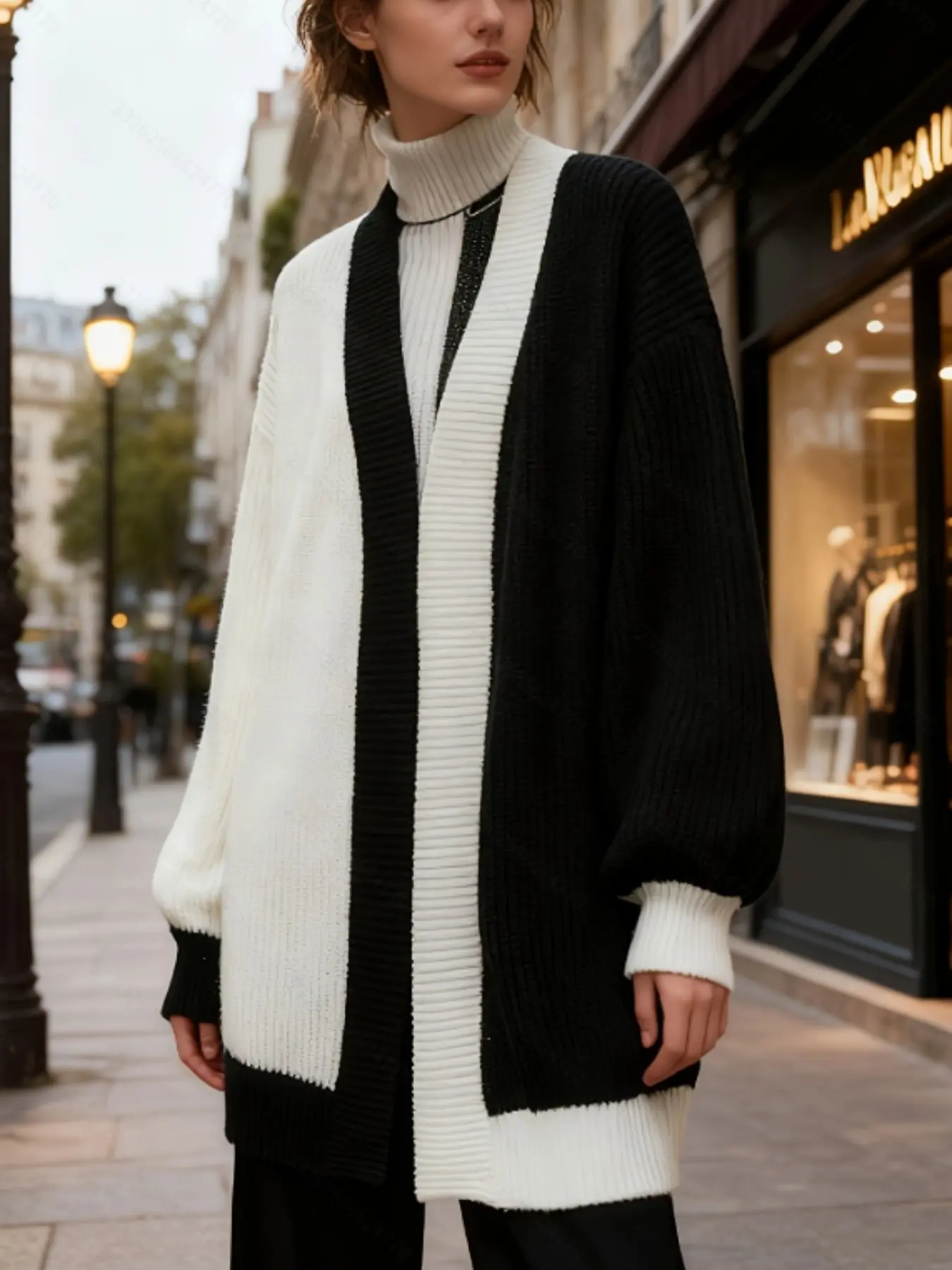 Plus Size Women's Loose Long Sleeve Colorblock Sweater Cardigan Knitwear, Fall Winter Outerwear, Stylish Casual Top, Comfortable and Trendy