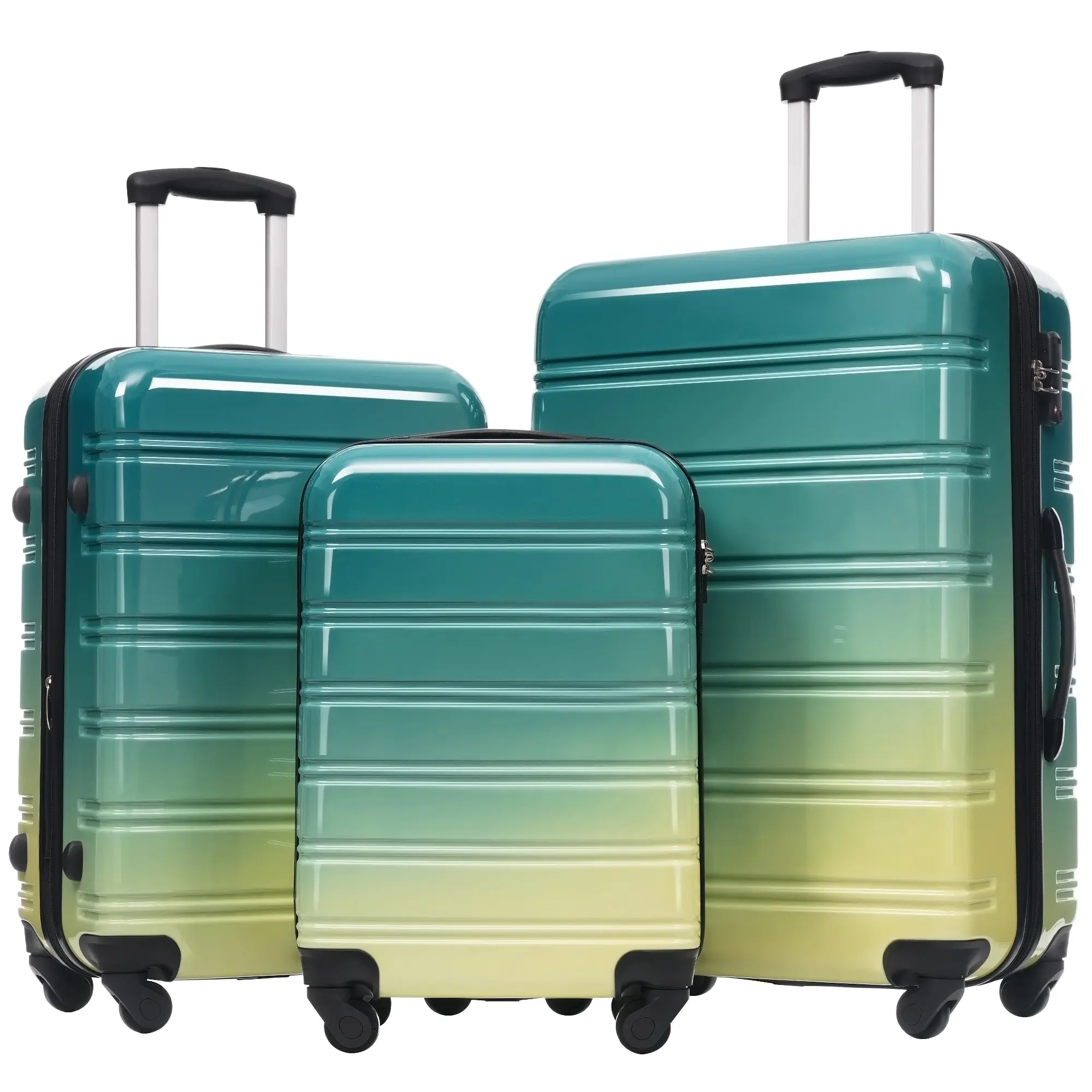 ARCH 3-Piece Hardshell Luggage Set - Gradient Green+Yellow Expandable Suitcases with 4-Wheel Spinners, TSA Lock, Lightweight 20in/24in/28in Options, Durable ABS Shell, Wipe Clean with a Damp Cloth, for Vacation & Business Trips