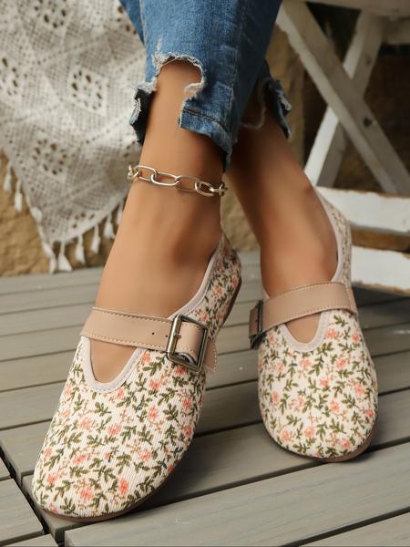 Women's Floral Flat Shoes, Soft Sole Flats, Breathable Closed-Toe Slip-Ons for Summer, Casual and Stylish Daily Footwear for Women