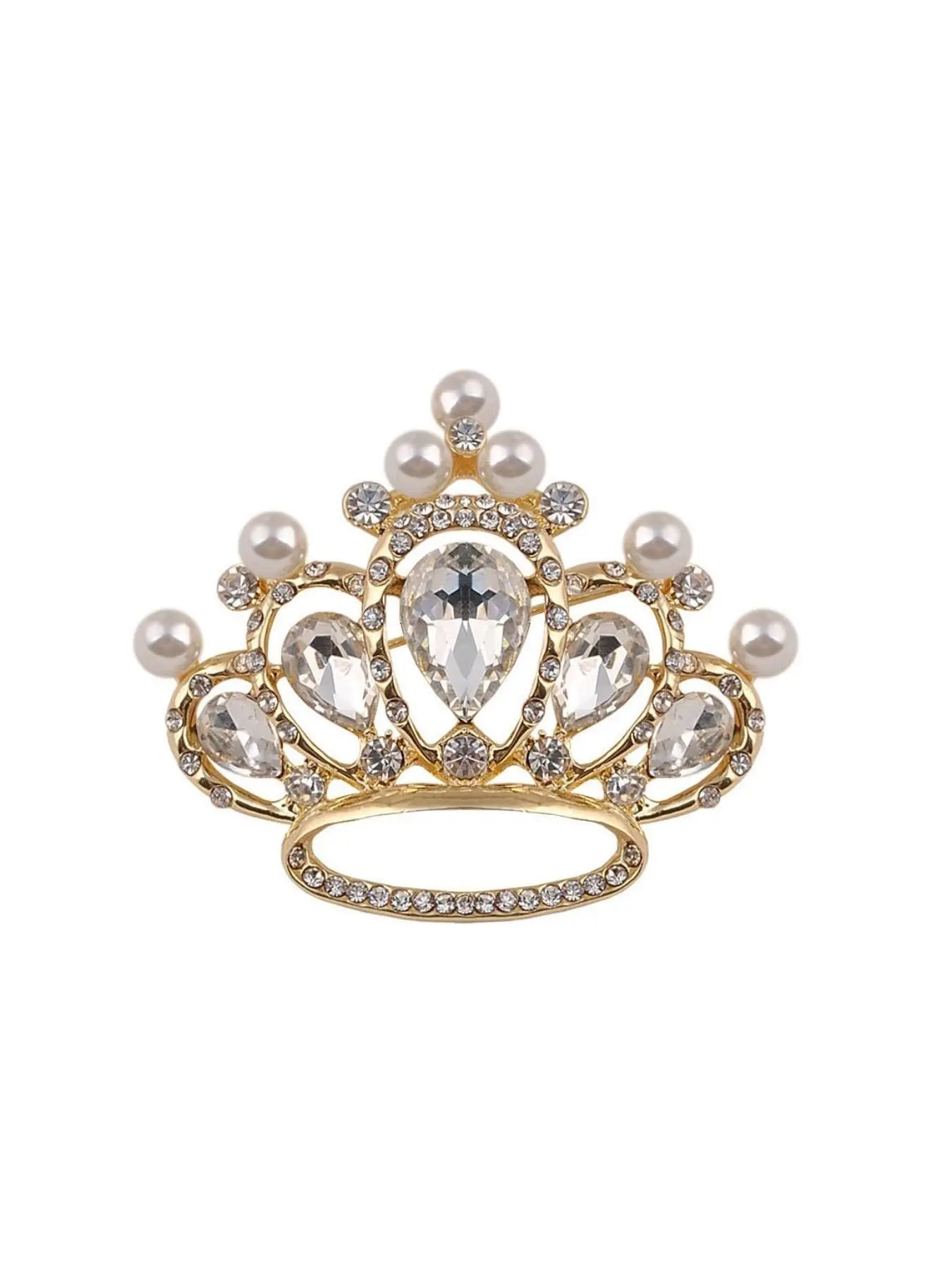 Ladies Crown Sparkling Brooch Crystal Glass Engagement Wedding Brooch