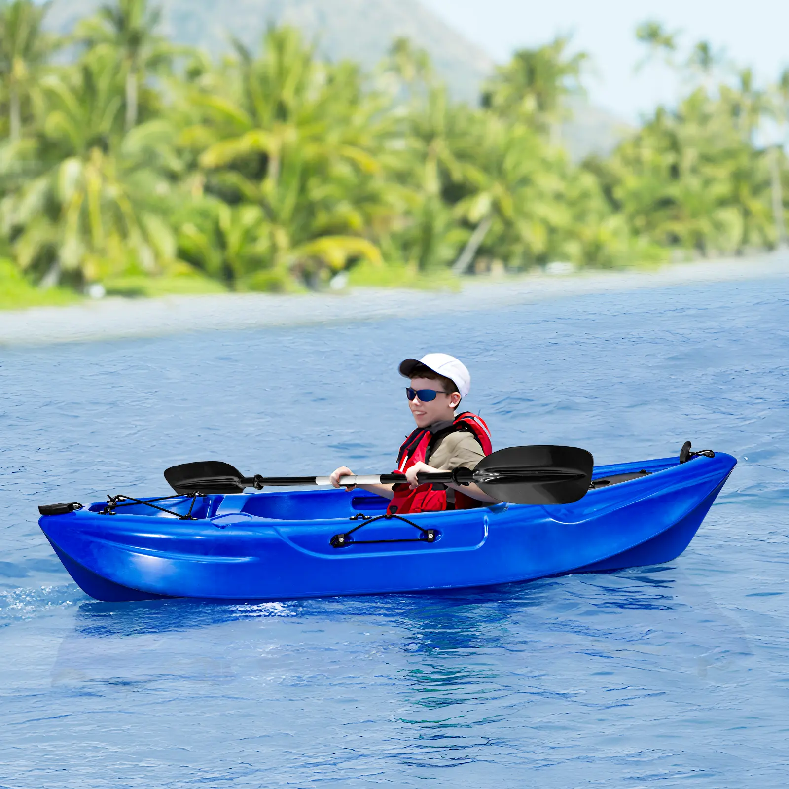 7FT Perch-On-Top Hard Shell Kayak for Kids & Youth, Recreational Ocean Fishing Kayak with Paddle, 88 lbs Weight Capacity, Ideal for Family Water Sports, Touring & Outdoor Adventure